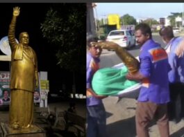 ಬಡವರ, ಶೋಷಿತರ, ಧ್ವನಿ ಸಿದ್ದರಾಮಯ್ಯ ನವರ ಪುತ್ಥಳಿ ತೆರವು ಖಡಿಸಿ ಪ್ರತಿಭಟನೆ.